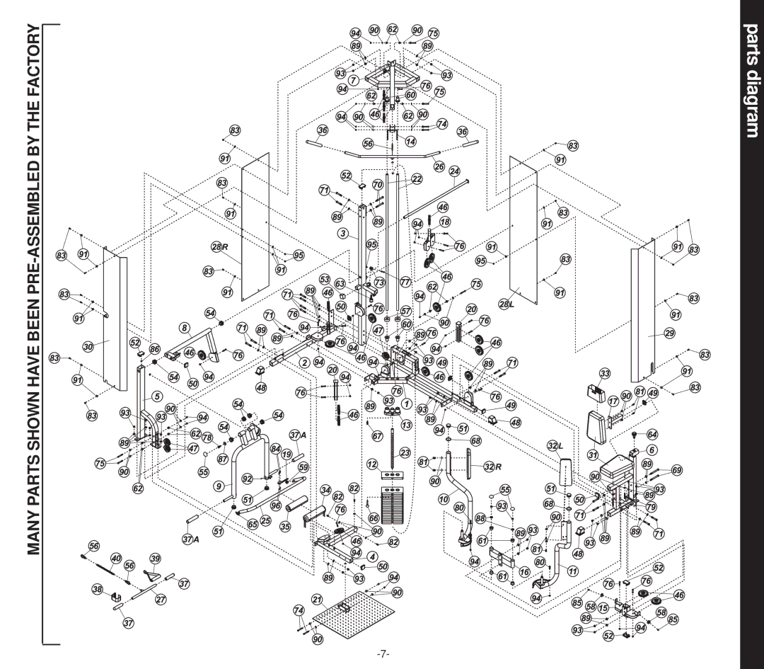 Evo Fitness 50551 owner manual Parts diagram, By the Factory 