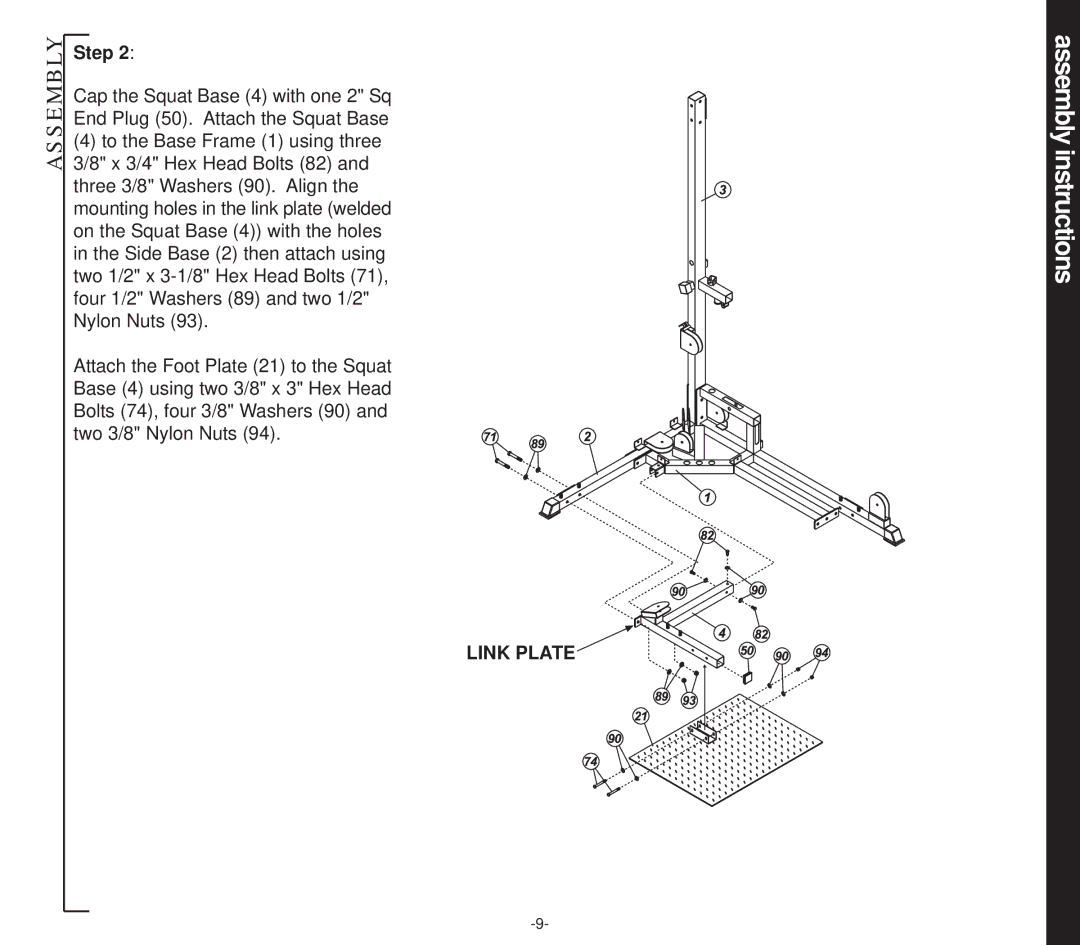 Evo Fitness 50551 owner manual Assembly instructions, Step 