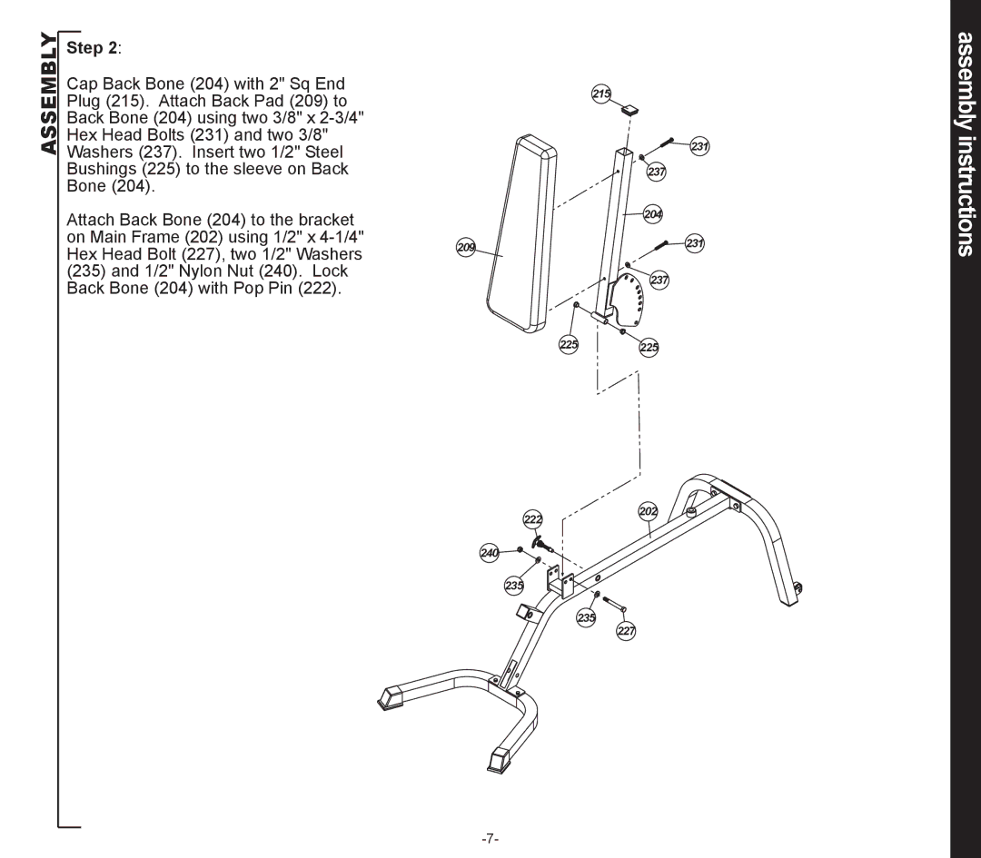 Evo Fitness 50553 owner manual Assembly instructions 