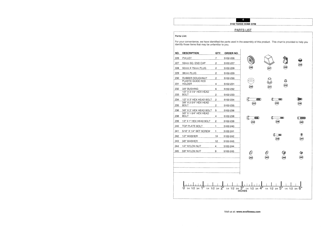 Evo Fitness 5102 manual 