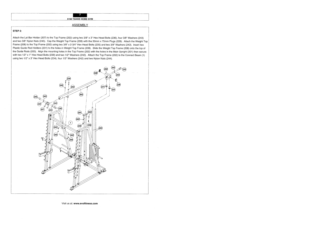 Evo Fitness 5102 manual 