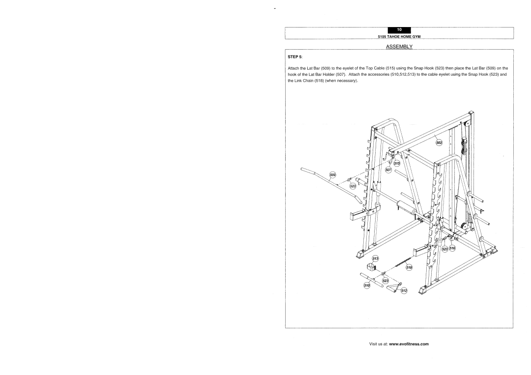 Evo Fitness 5105 manual 