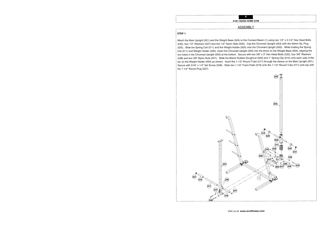 Evo Fitness 5105 manual 