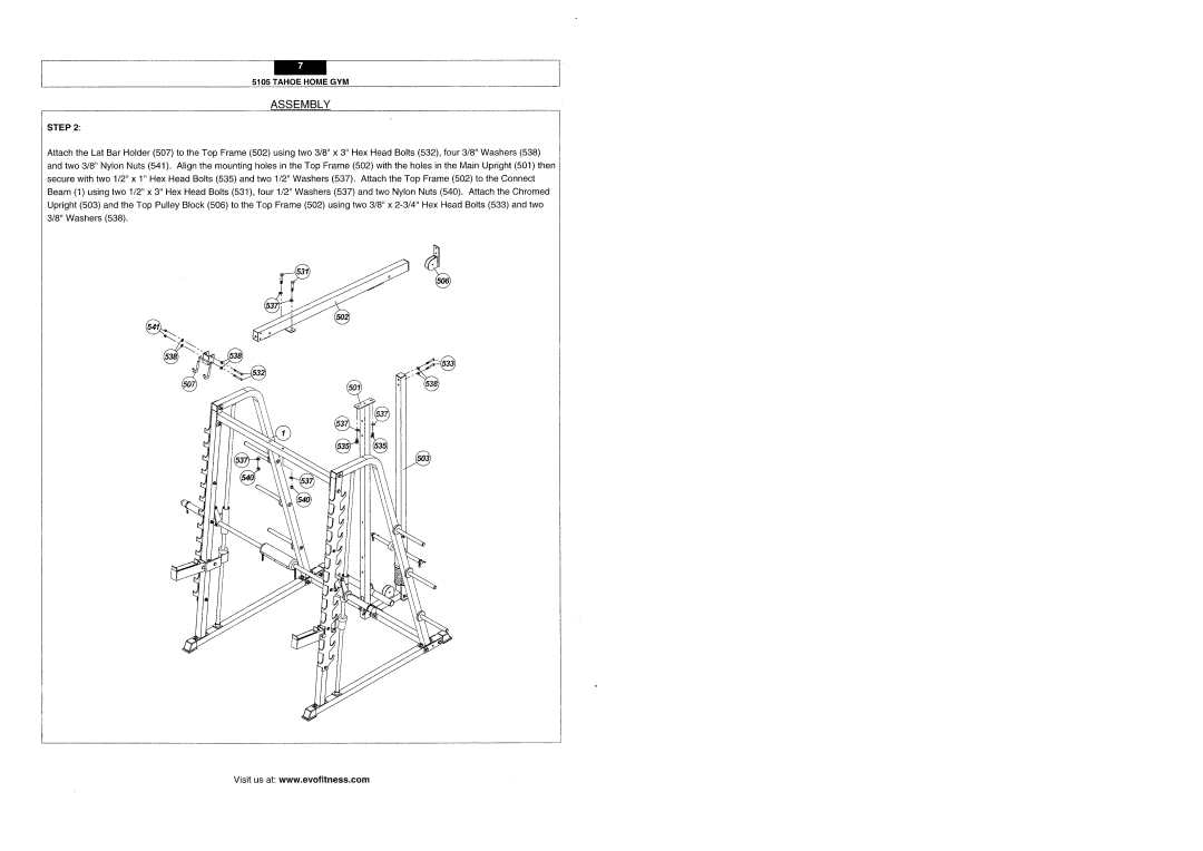 Evo Fitness 5105 manual 