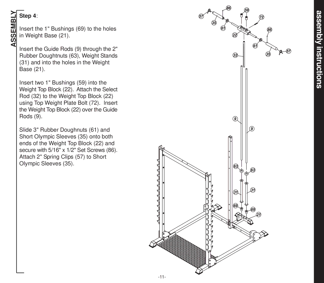 Evo Fitness 51551 owner manual Assembly instructions 