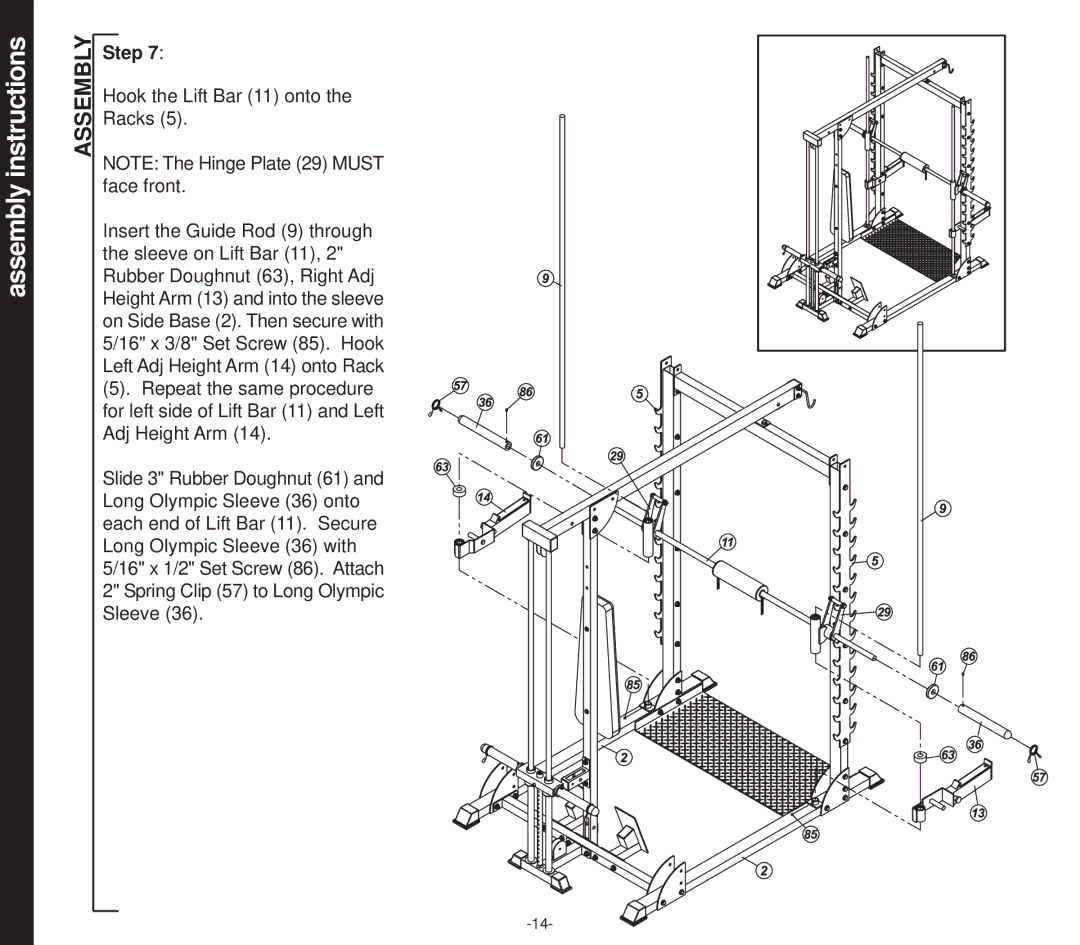 Evo Fitness 51551 owner manual Assembly instructions 