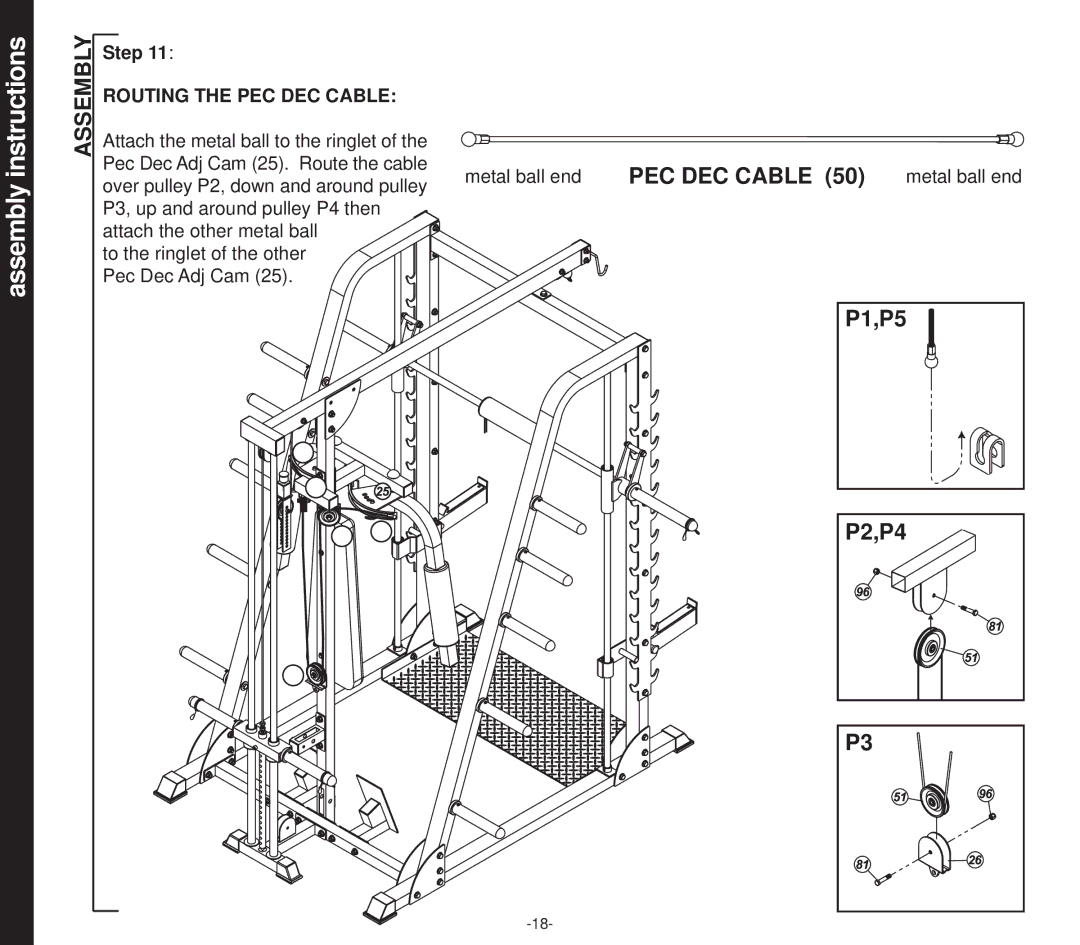 Evo Fitness 51551 owner manual PEC DEC Cable 