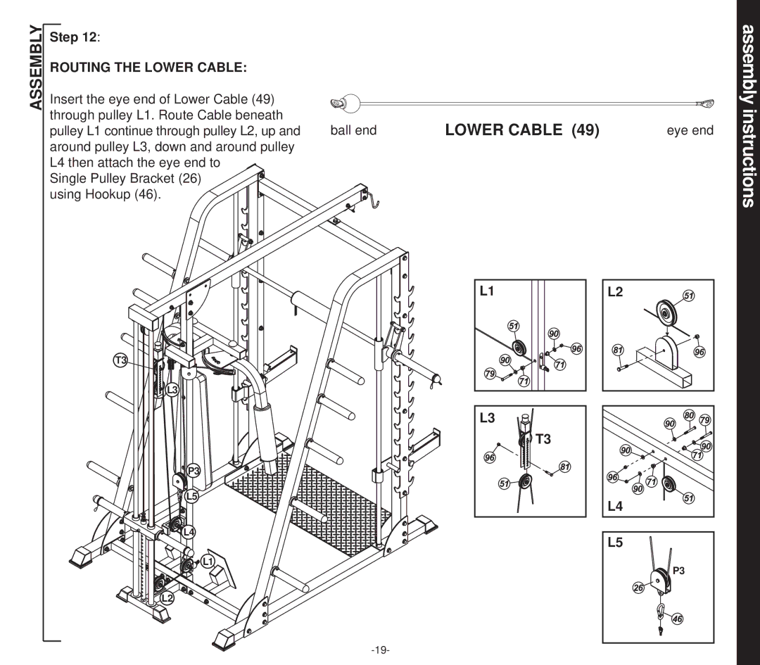 Evo Fitness 51551 owner manual Lower Cable 