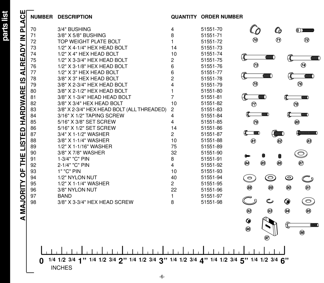 Evo Fitness 51551 owner manual Bushing 