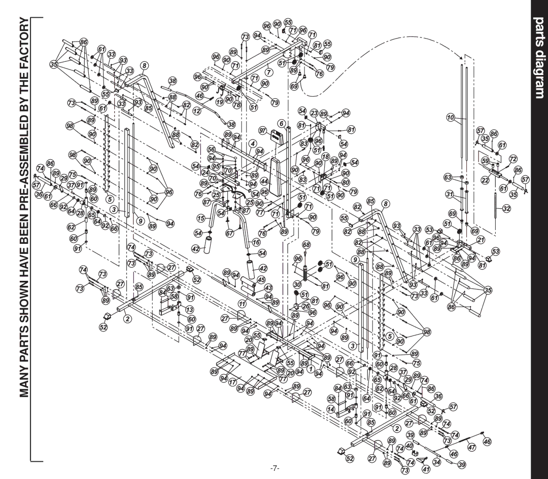 Evo Fitness 51551 owner manual Parts diagram 