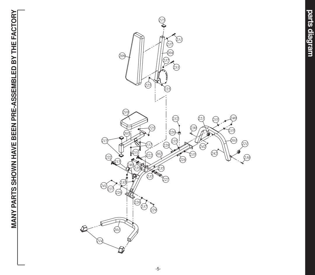 Evo Fitness 51552B owner manual Diagram, Factory, Many Parts Shown 