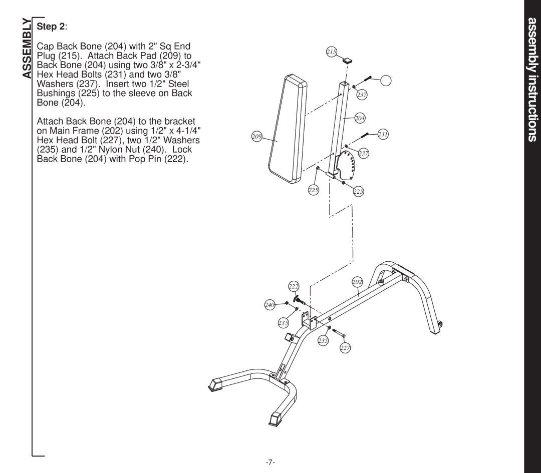 Evo Fitness 51552B owner manual Assembly instructions 