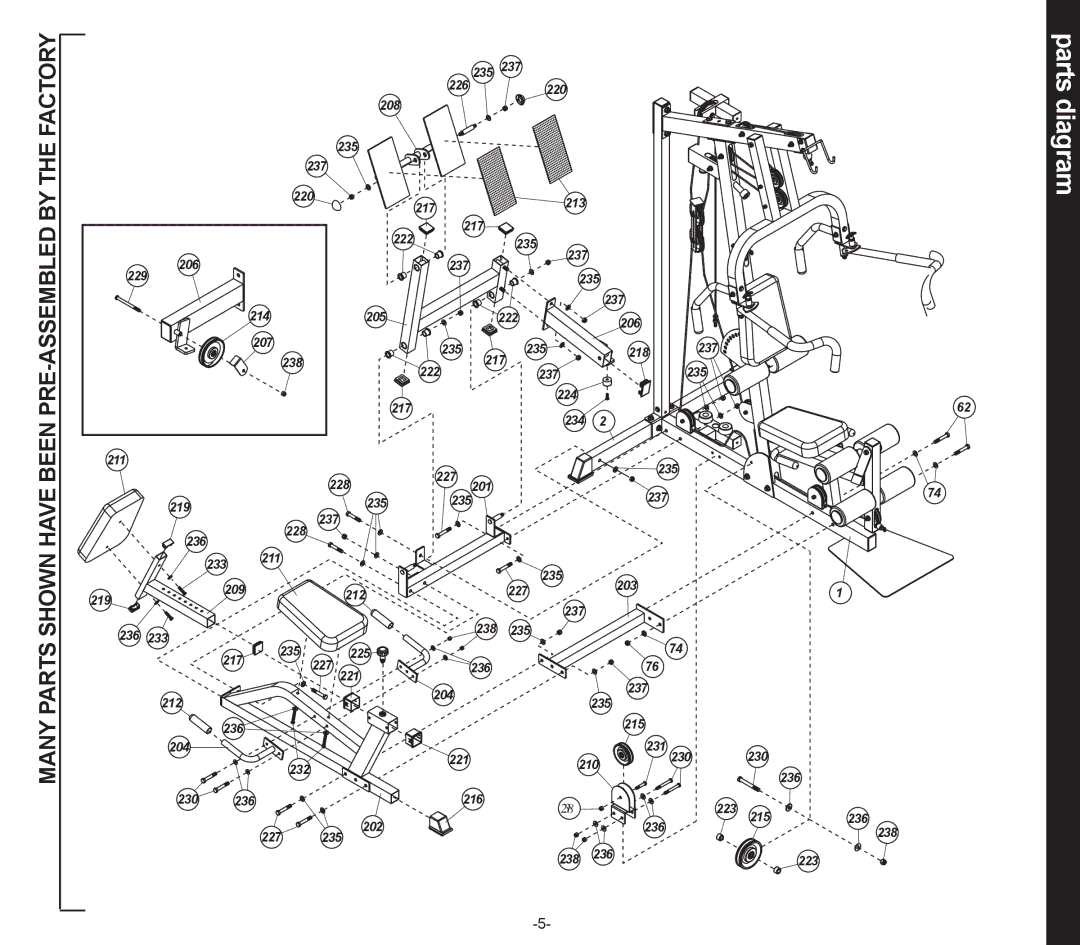 Evo Fitness EVO SIERRA Home Gym Leg Press Attachment, 53552 owner manual Partsdiagram 