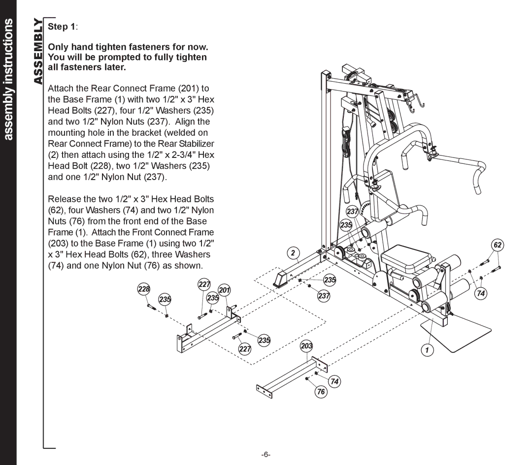 Evo Fitness 53552, EVO SIERRA Home Gym Leg Press Attachment owner manual Instructions, Assembly 