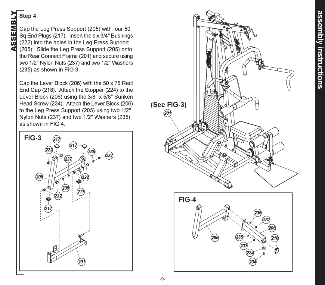 Evo Fitness EVO SIERRA Home Gym Leg Press Attachment, 53552 owner manual FIG-3 