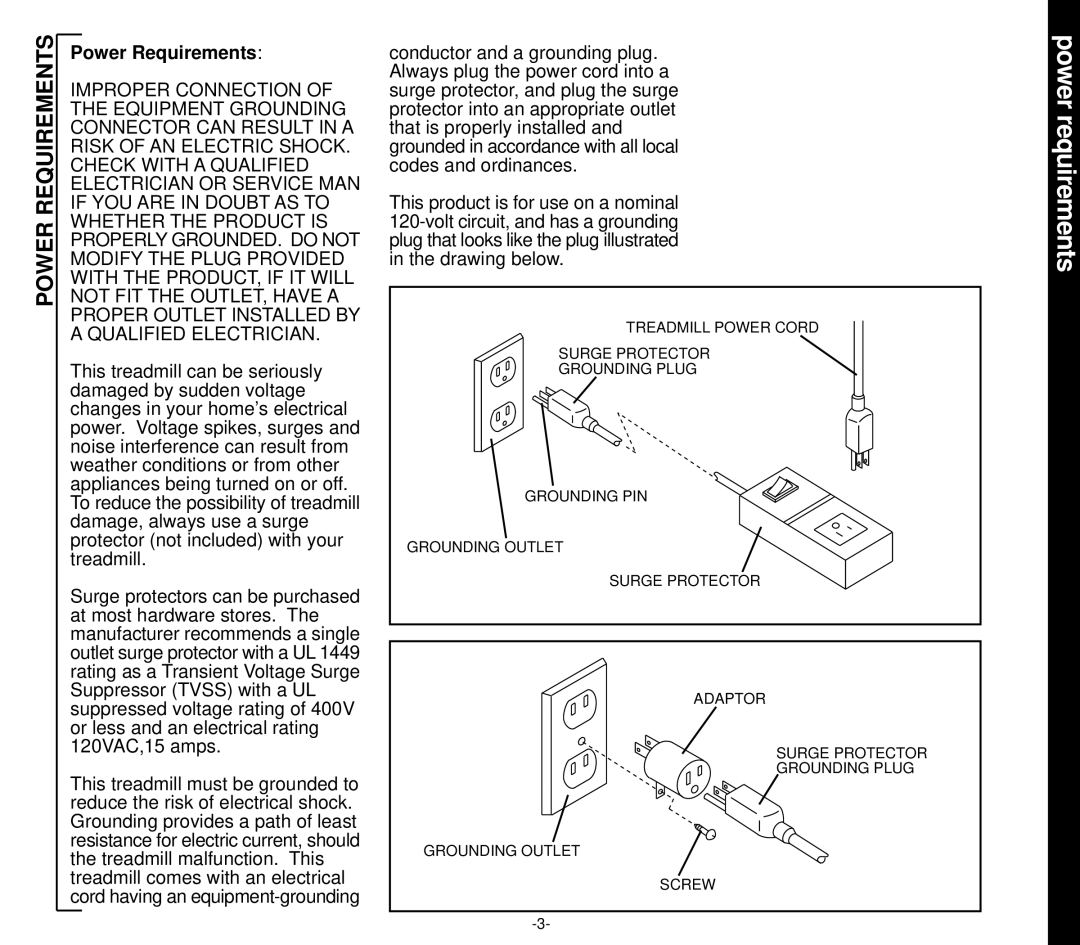 Evo Fitness EVO 1CD owner manual Power requirements, Power Requirements 