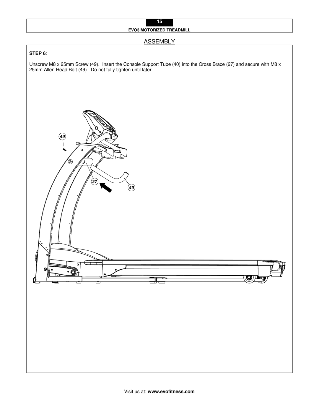 Evo Fitness EVO3 user manual Assembly 