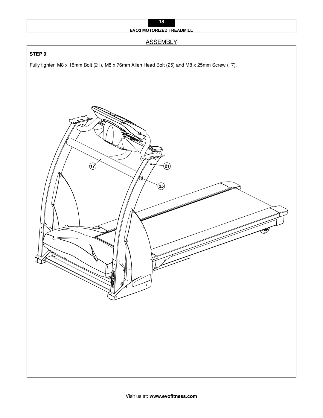 Evo Fitness EVO3 user manual Assembly 