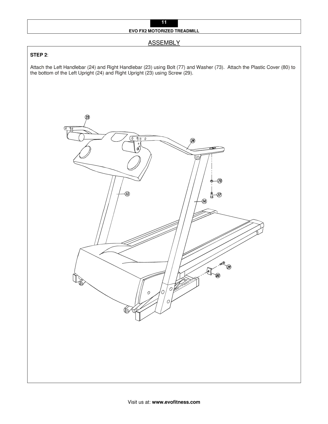 Evo Fitness FX2 user manual Assembly 