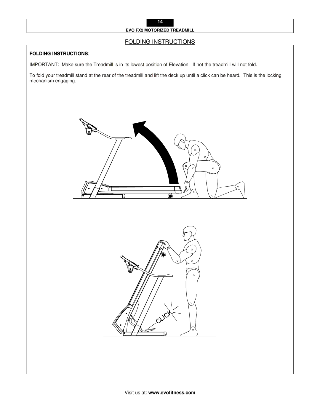 Evo Fitness FX2 user manual Folding Instructions 