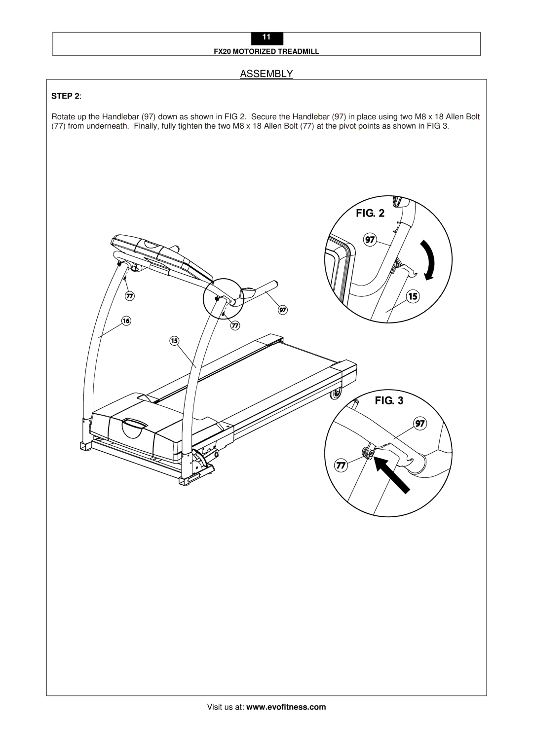 Evo Fitness FX20 user manual Assembly 