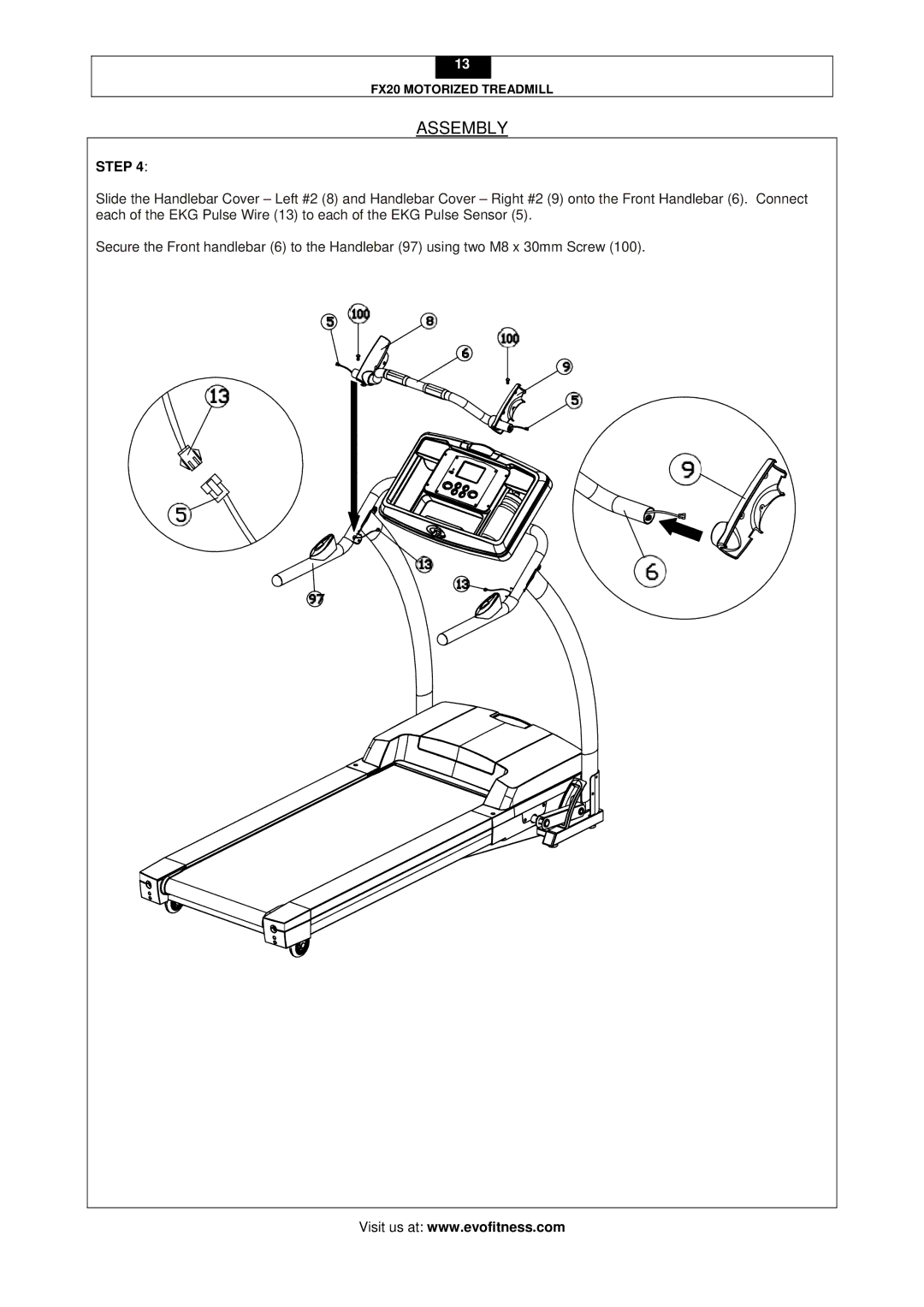 Evo Fitness FX20 user manual Assembly 