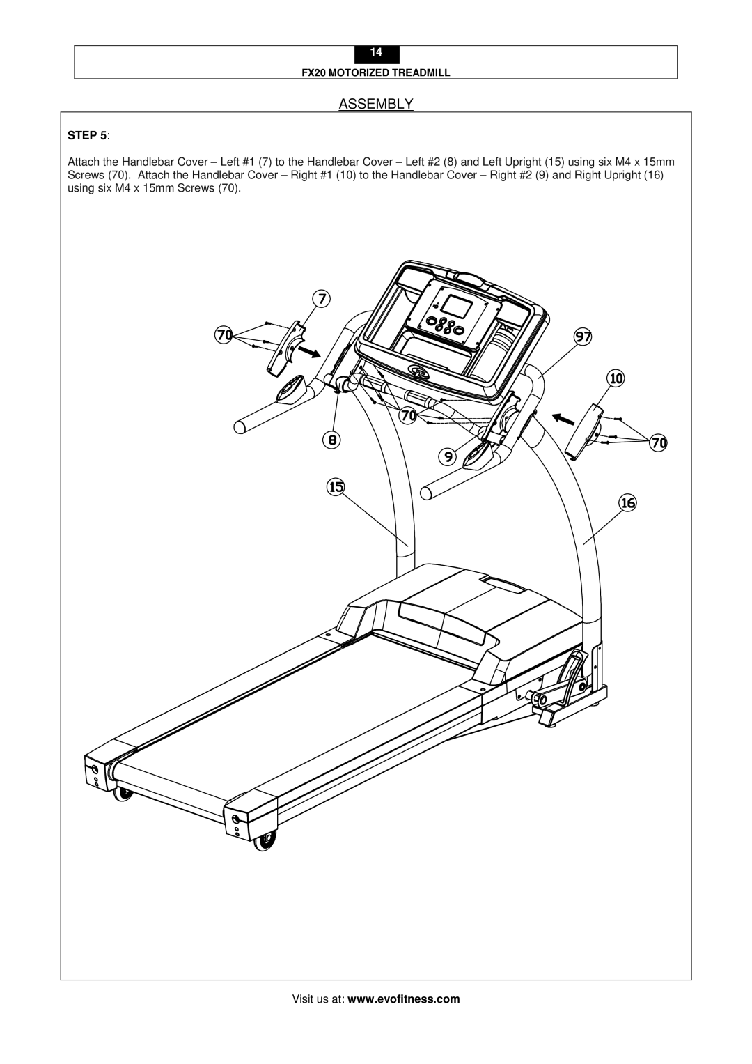 Evo Fitness FX20 user manual Assembly 