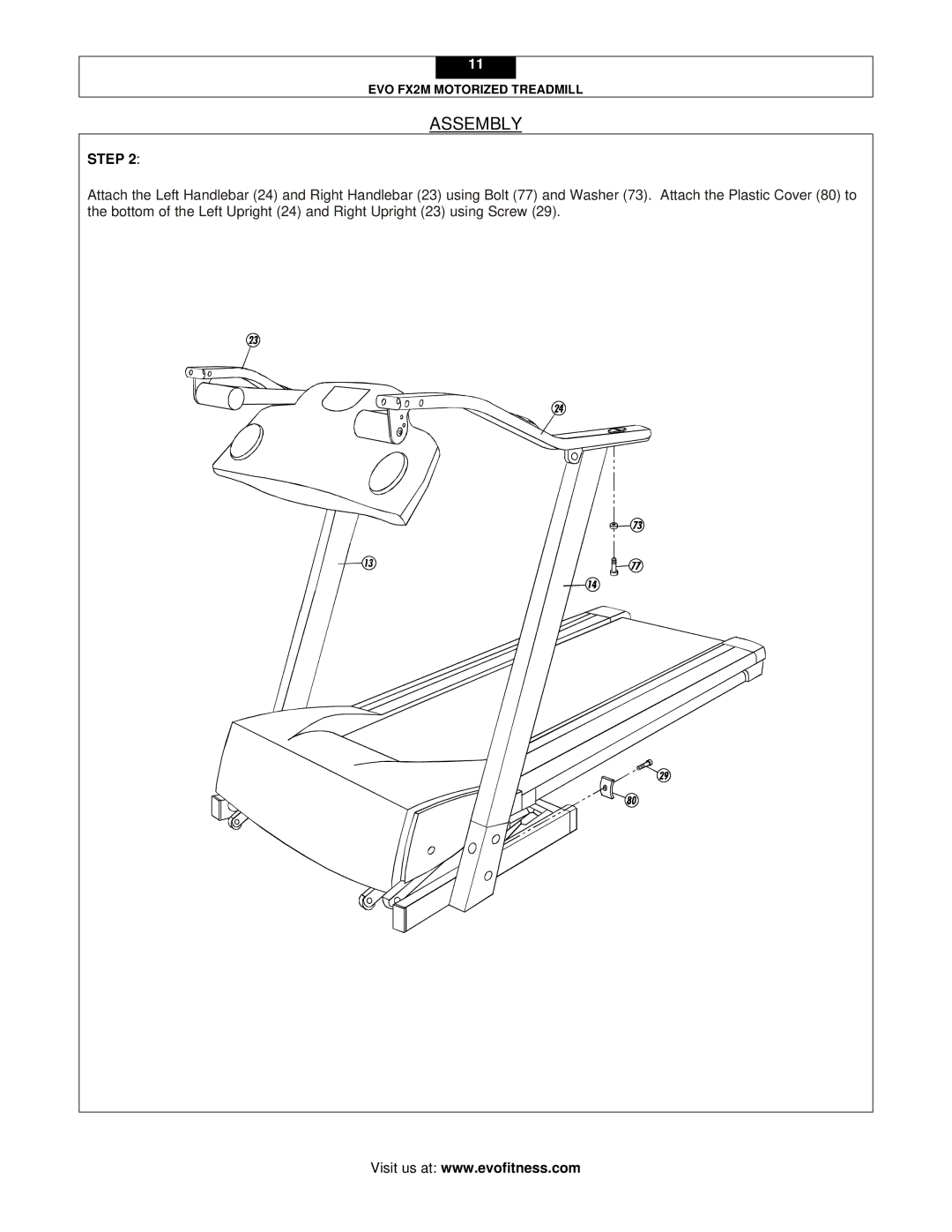 Evo Fitness FX2M user manual Assembly 