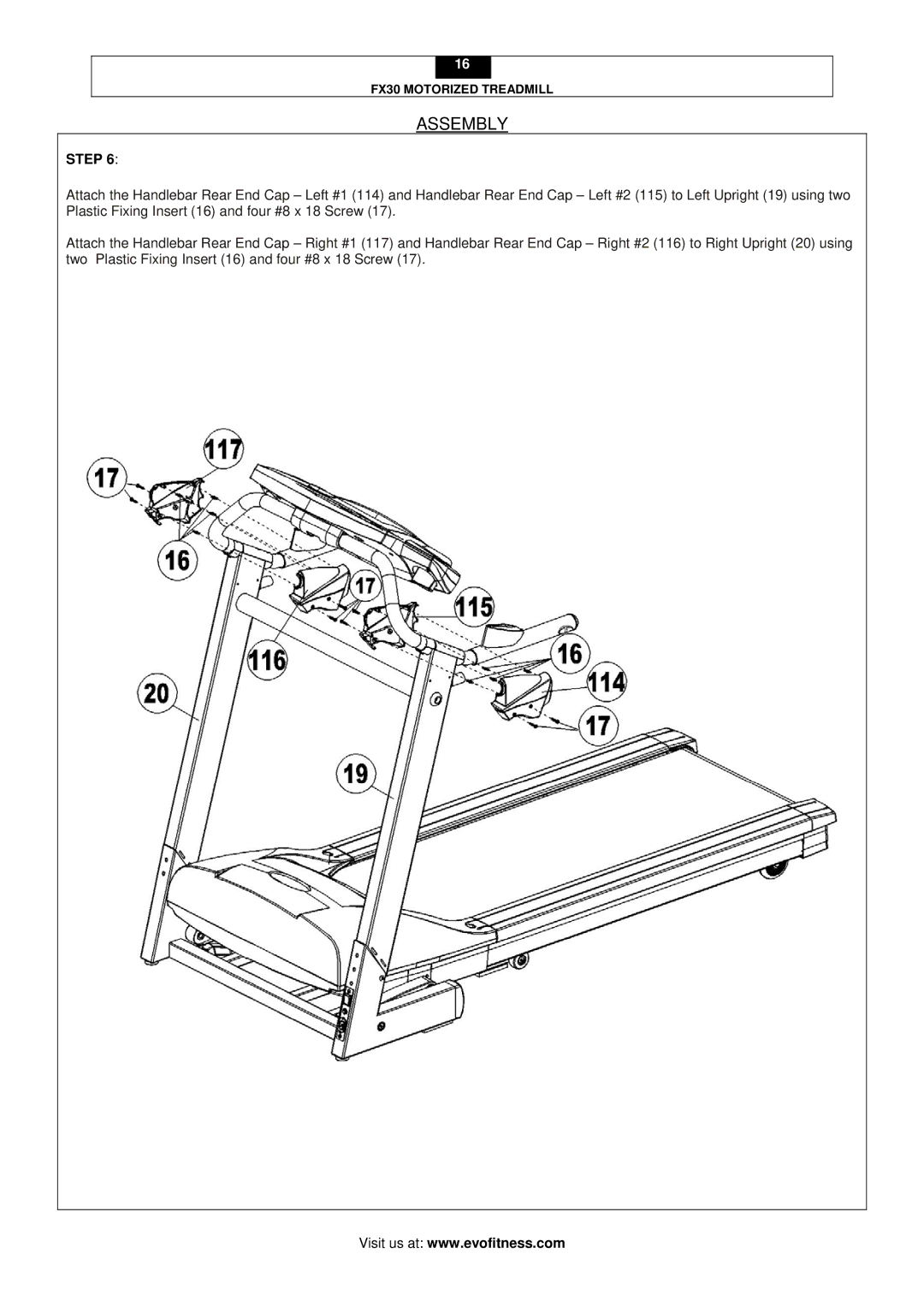 Evo Fitness FX30 user manual Assembly 