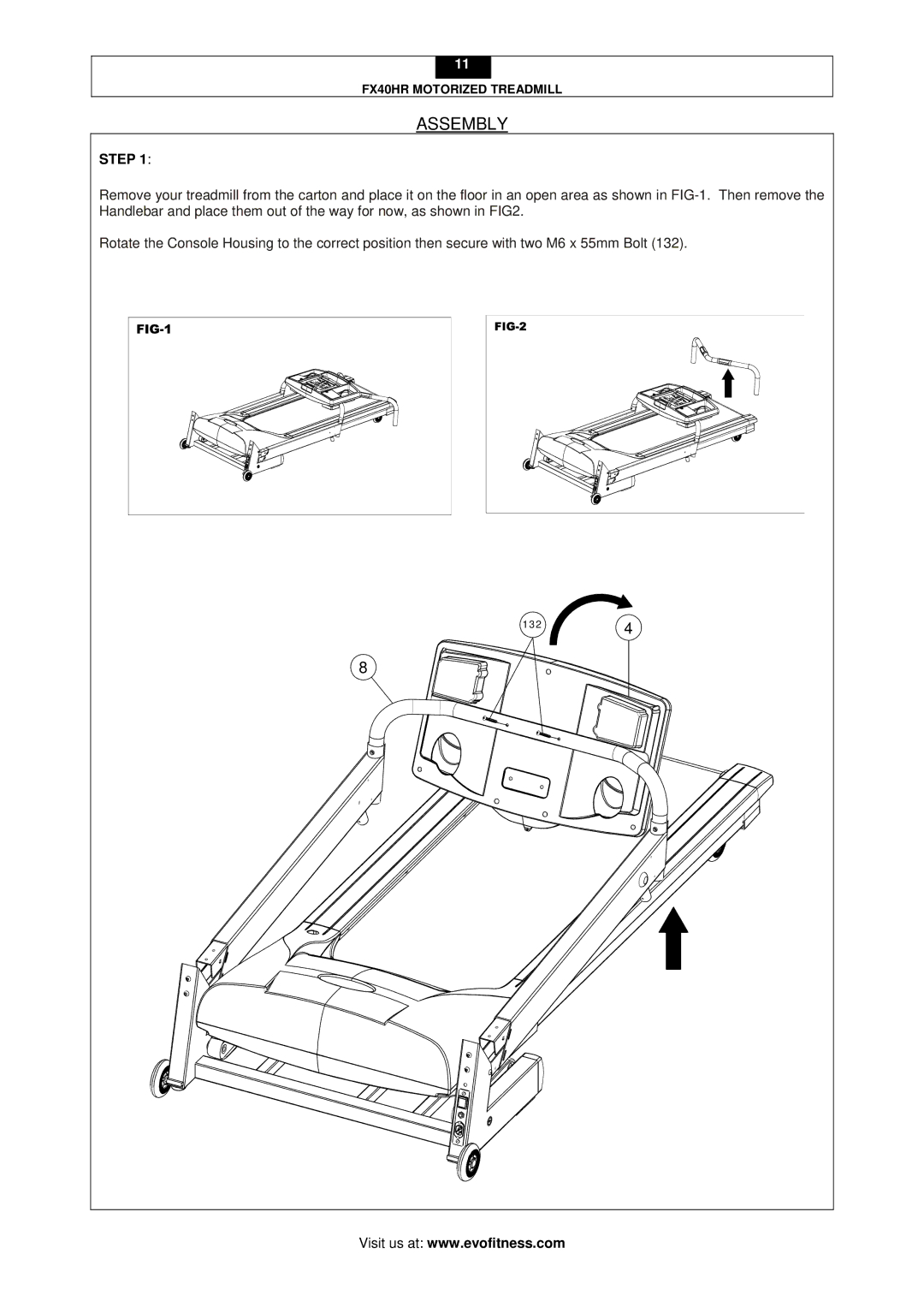 Evo Fitness FX40HR user manual Assembly, Step 