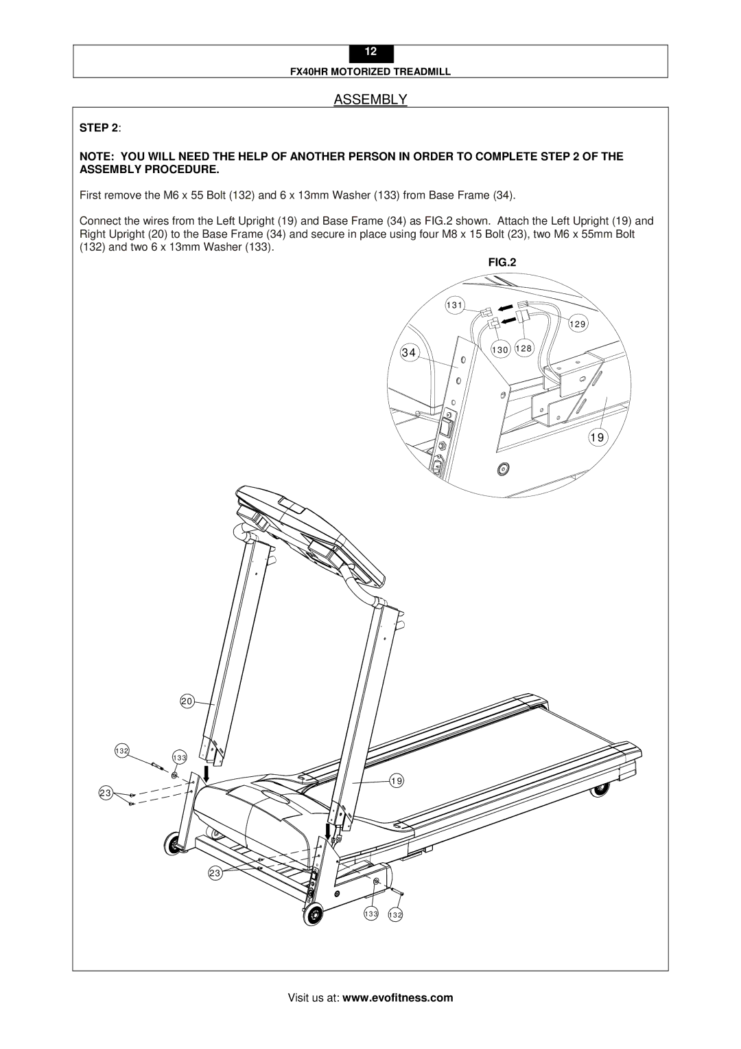 Evo Fitness FX40HR user manual 131 129 130 128 