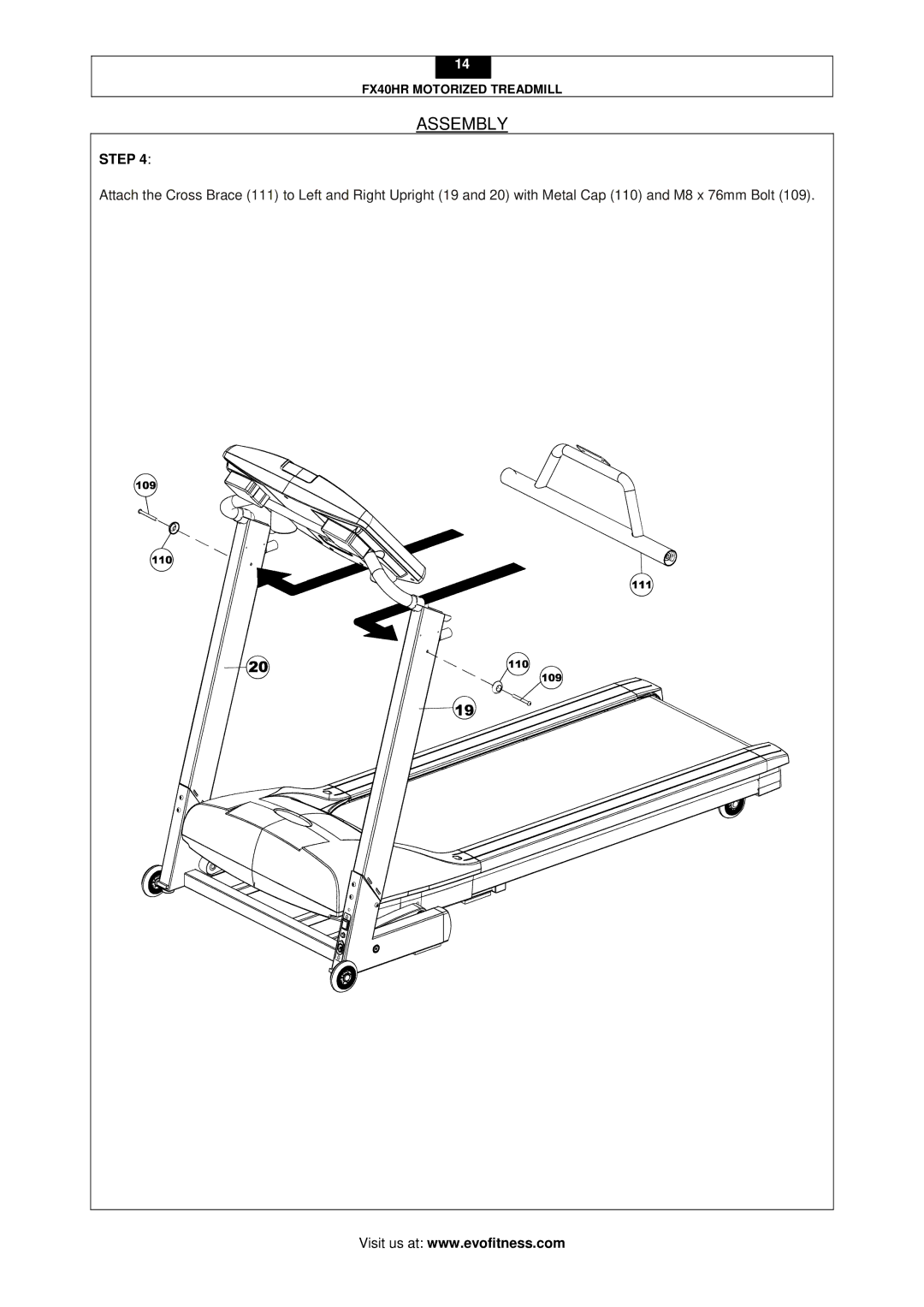 Evo Fitness FX40HR user manual Assembly 