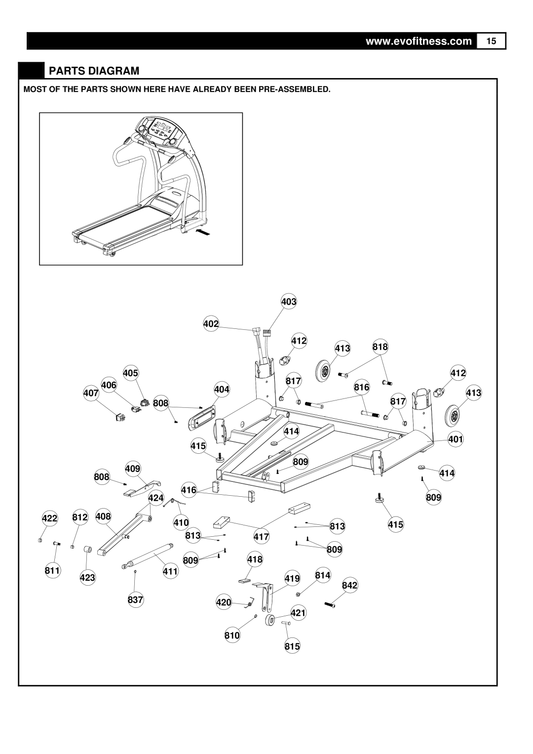 Evo Fitness FX40HR user manual Parts Diagram 