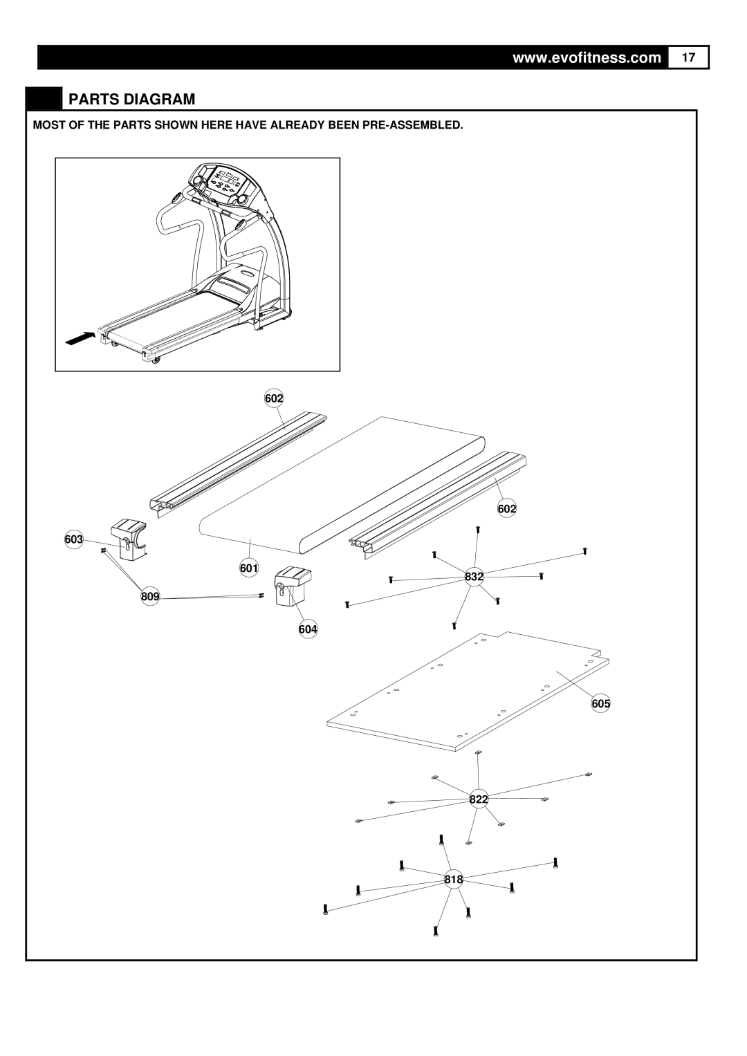 Evo Fitness FX40HR user manual 602 603 601 832 809 604 605 822 818 