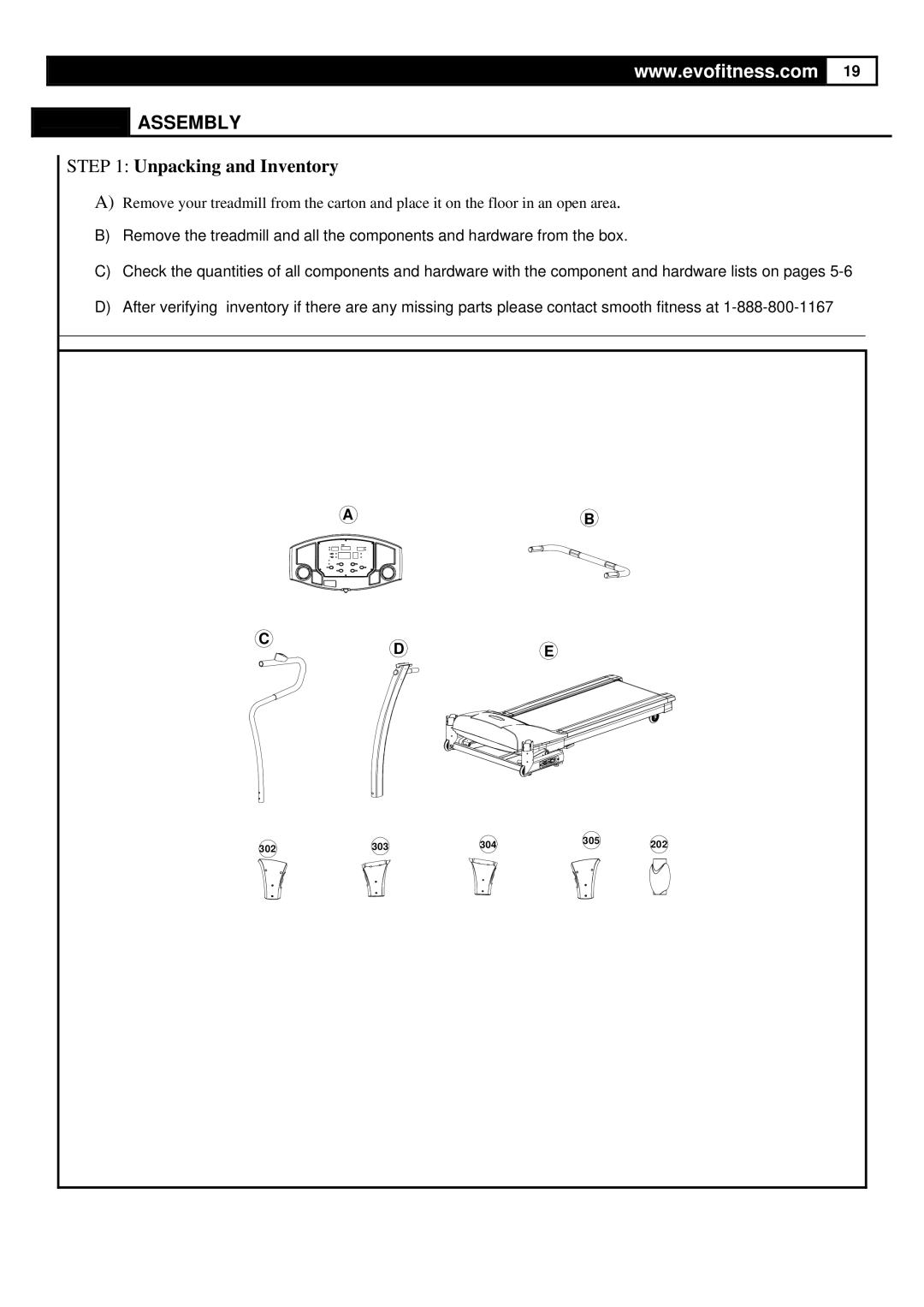 Evo Fitness FX40HR user manual Assembly, Unpacking and Inventory 