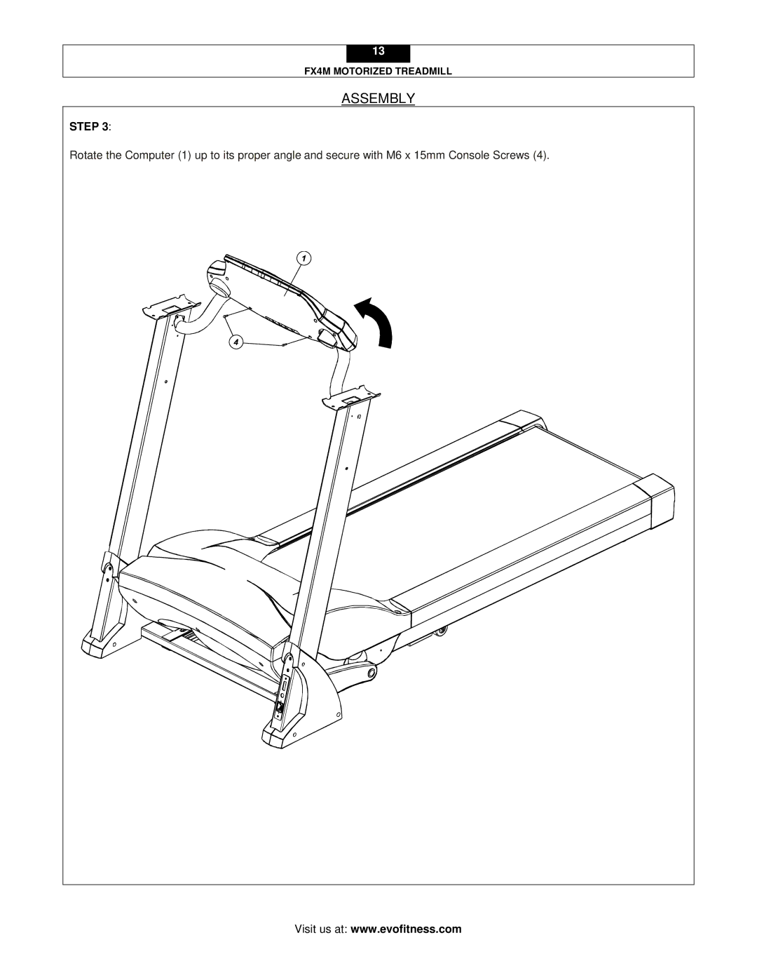 Evo Fitness FX4M user manual Assembly 