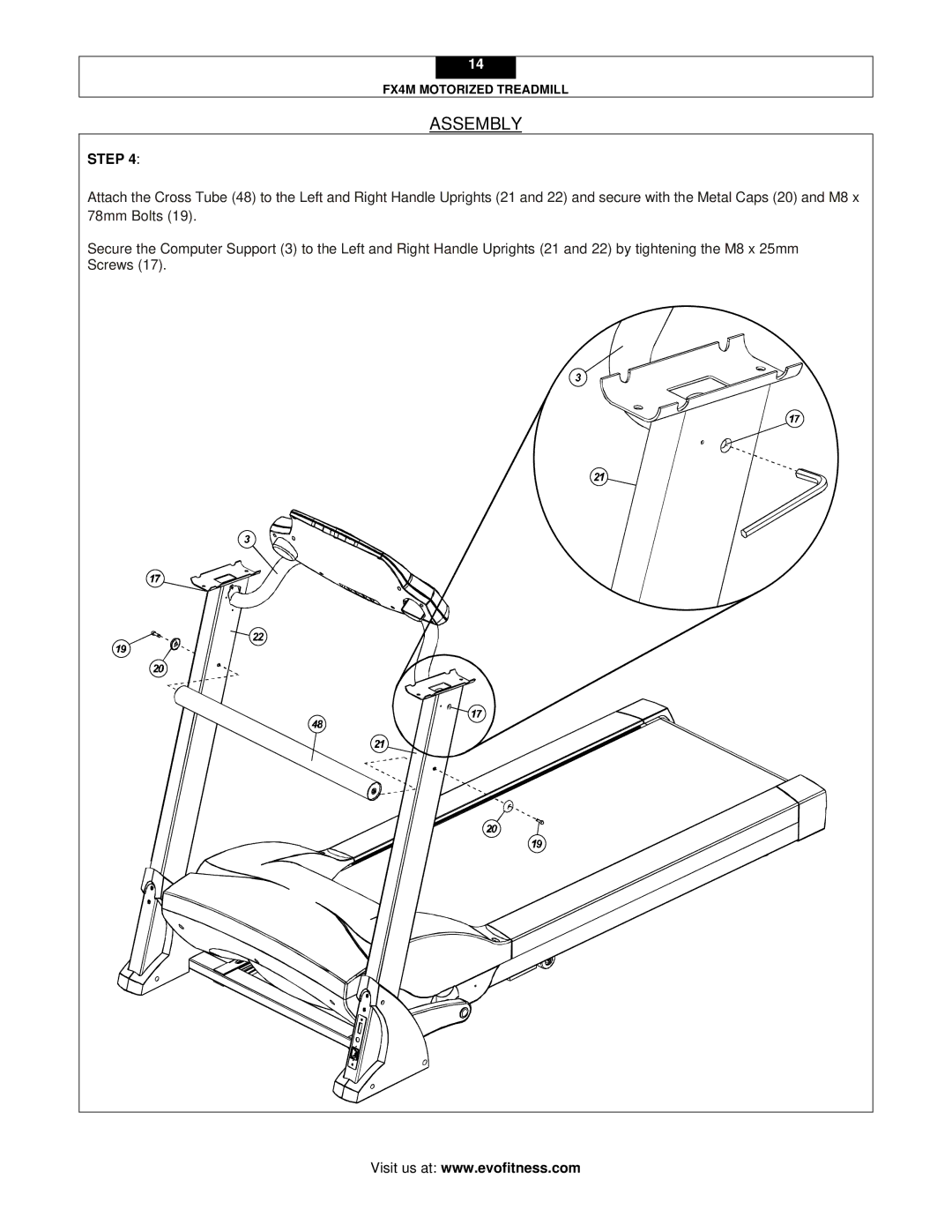 Evo Fitness FX4M user manual Assembly 