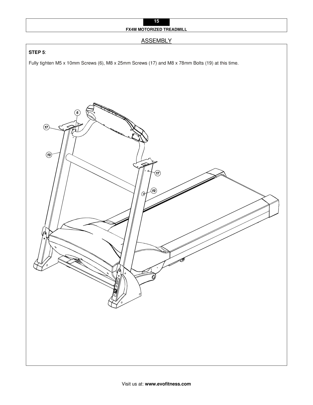 Evo Fitness FX4M user manual Assembly 