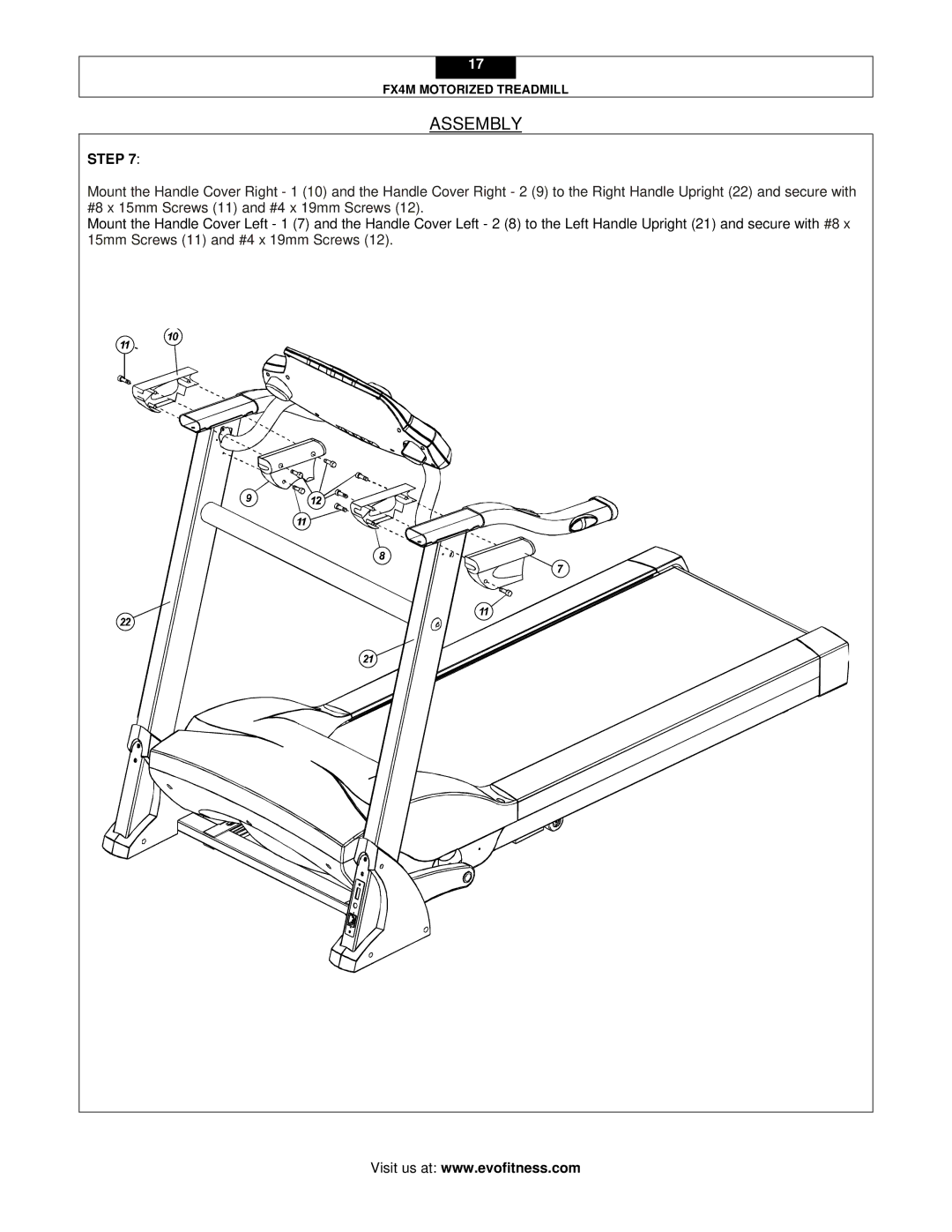 Evo Fitness FX4M user manual Assembly 