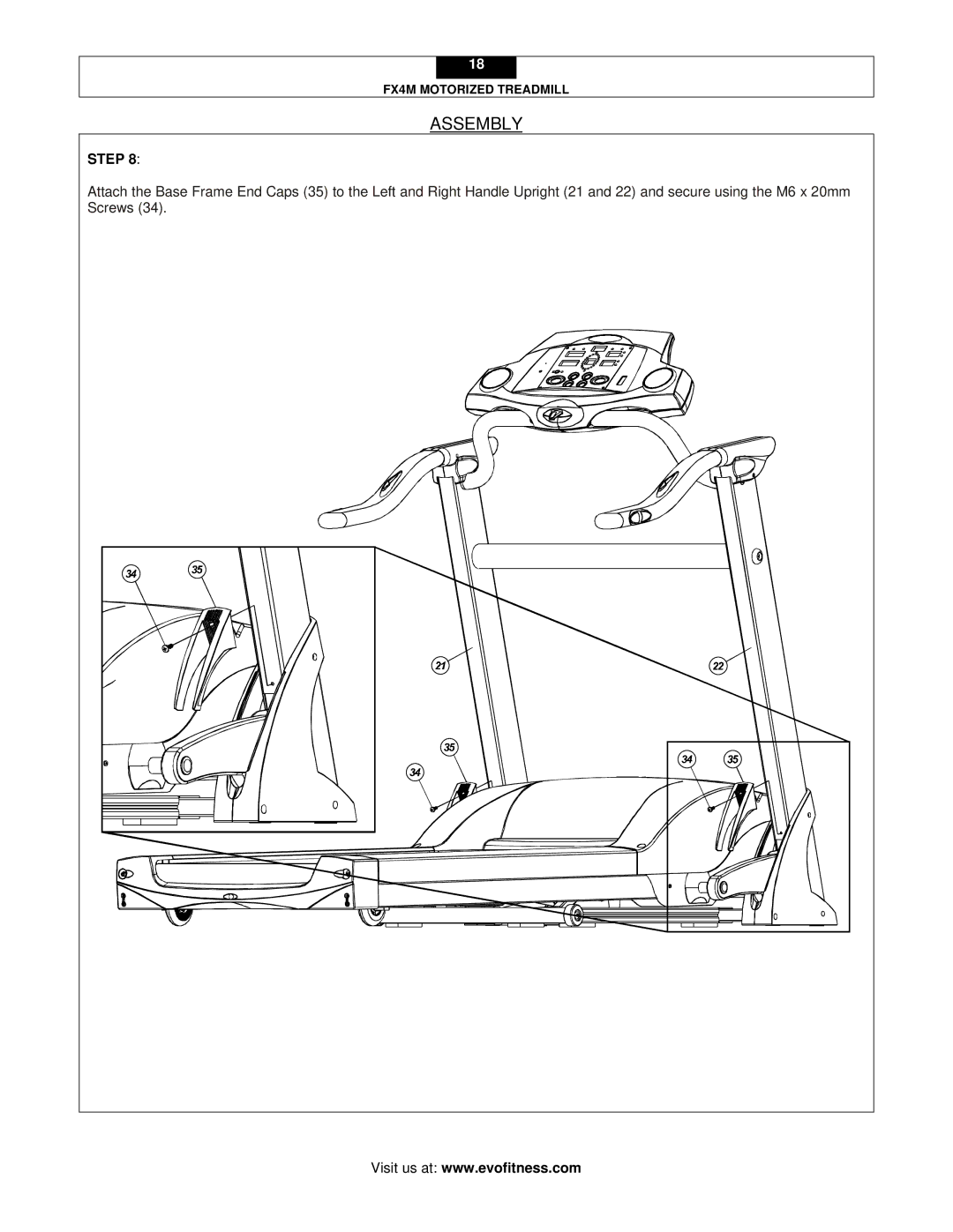 Evo Fitness FX4M user manual Assembly 