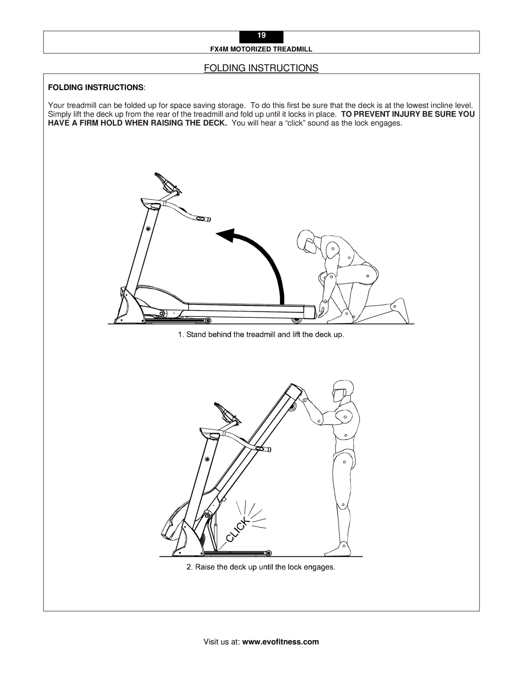 Evo Fitness FX4M user manual Folding Instructions 