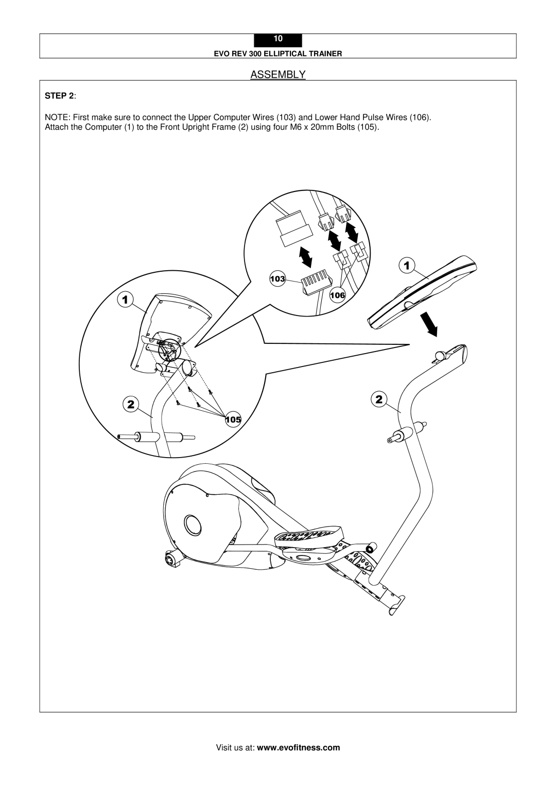 Evo Fitness Rev 300 user manual Assembly 