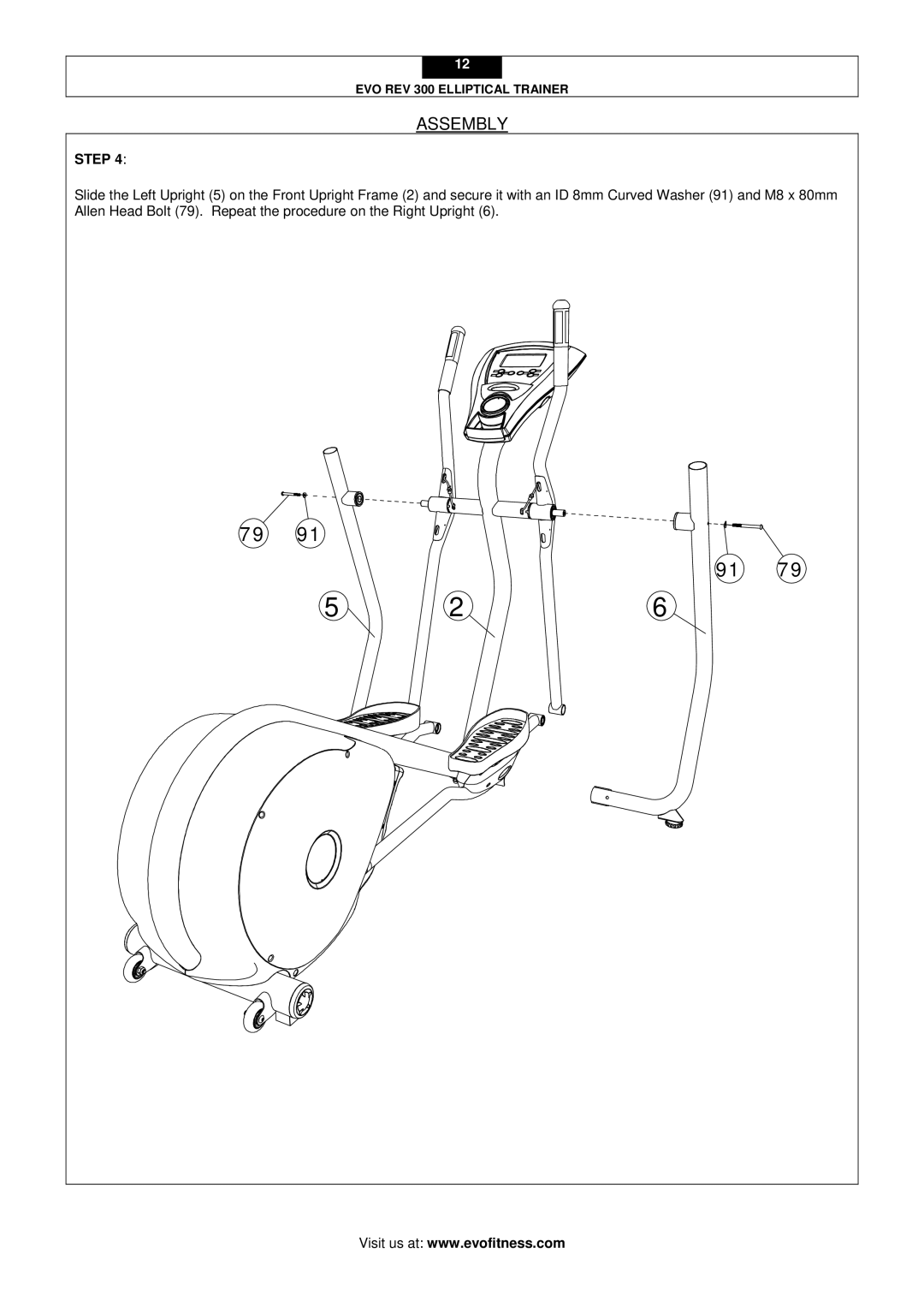 Evo Fitness Rev 300 user manual Assembly 