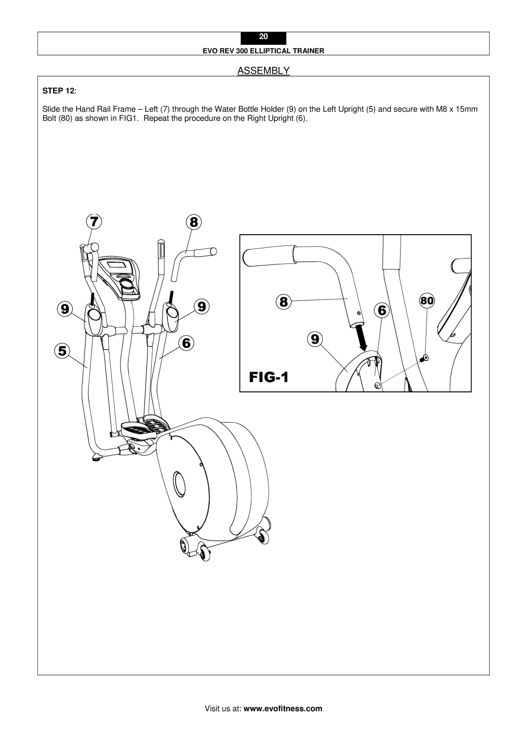 Evo Fitness Rev 300 user manual Assembly 