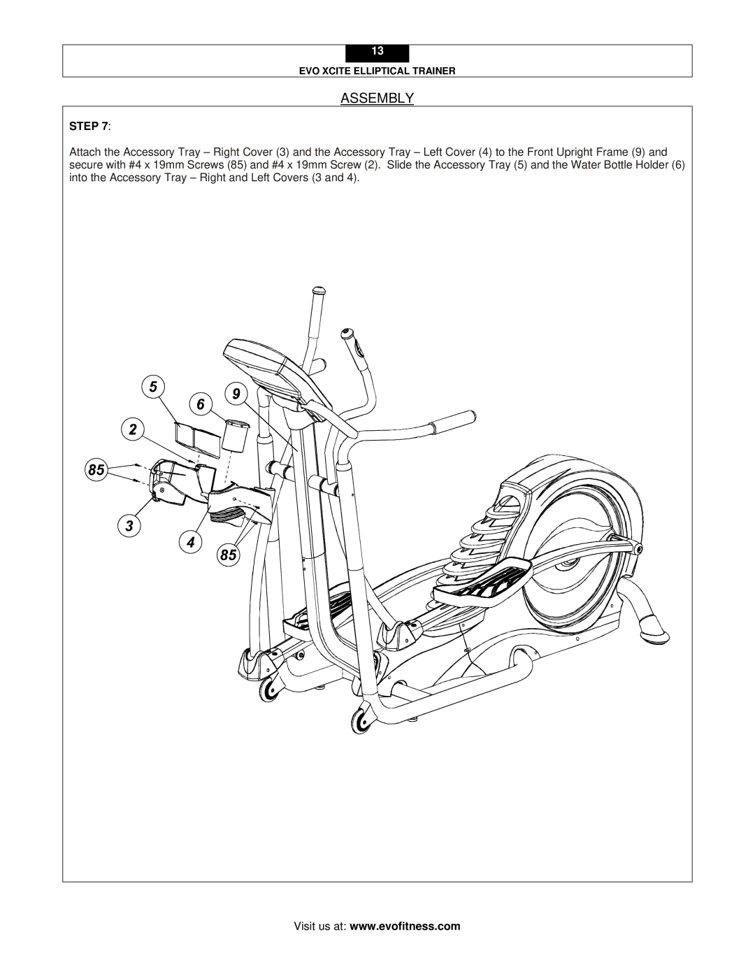 Evo Fitness XCITE user manual Assembly 