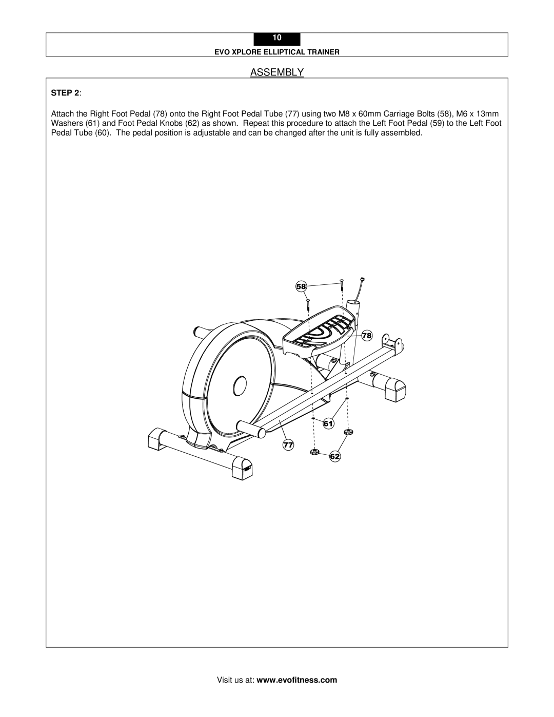 Evo Fitness XPLORE user manual Assembly 