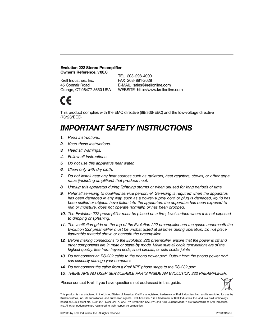 Evolution Technologies 222 manual Important Safety Instructions 