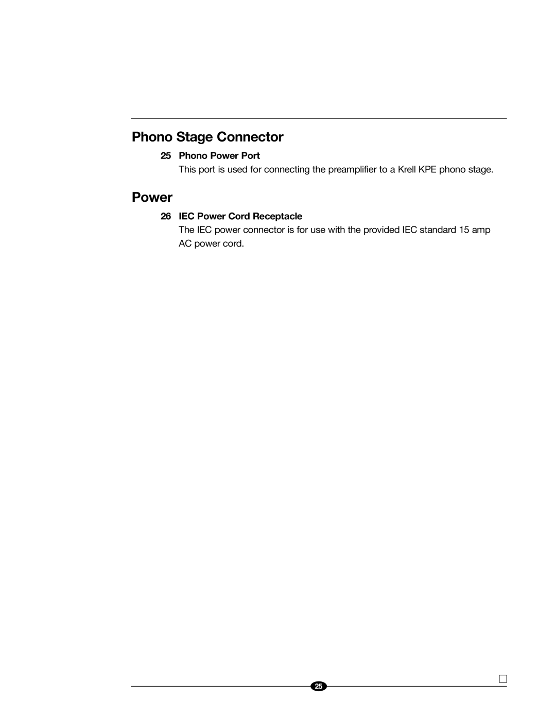 Evolution Technologies 222 manual Phono Stage Connector, Phono Power Port, IEC Power Cord Receptacle 