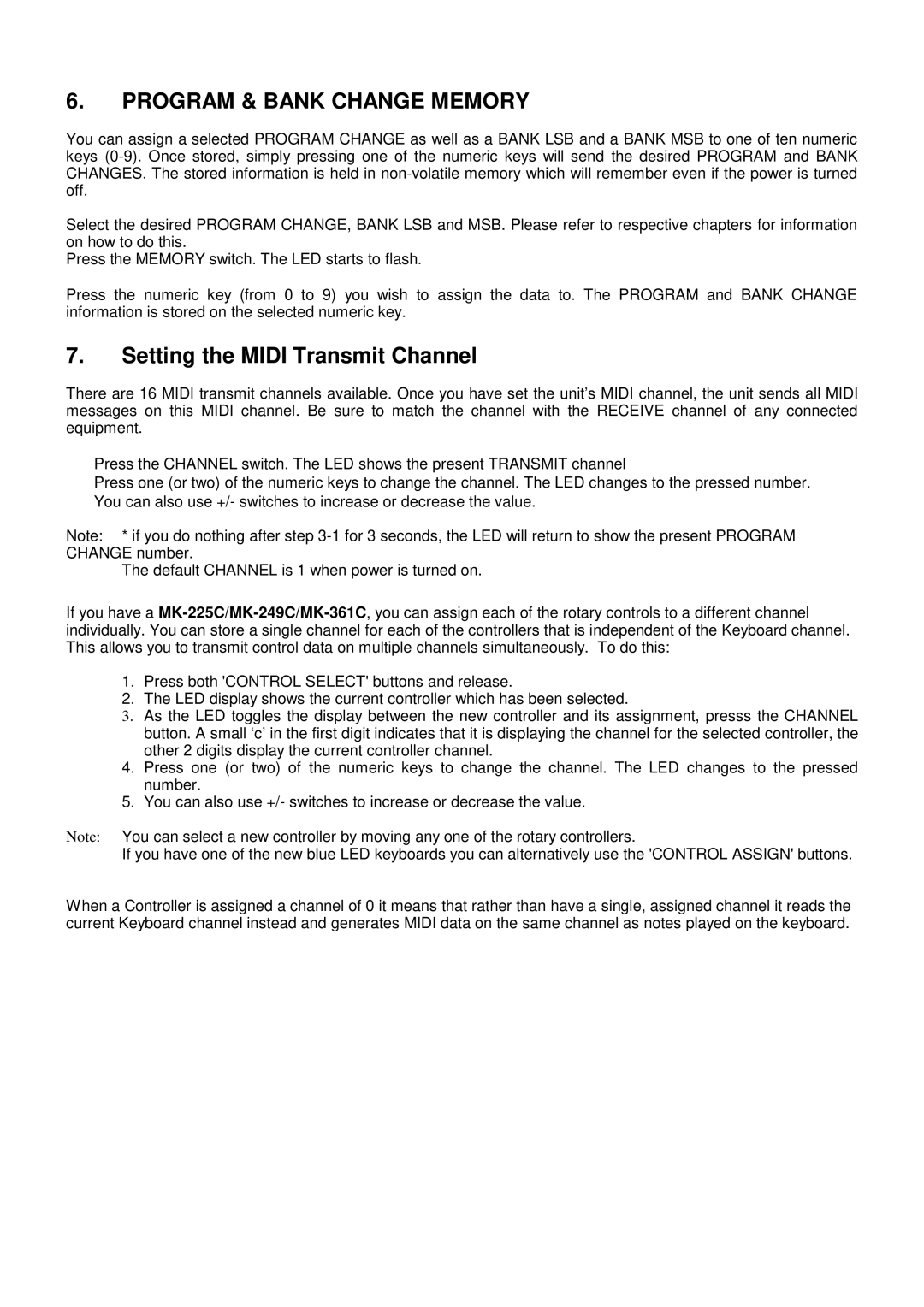 Evolution Technologies 249, 361 manual Program & Bank Change Memory, Setting the Midi Transmit Channel 