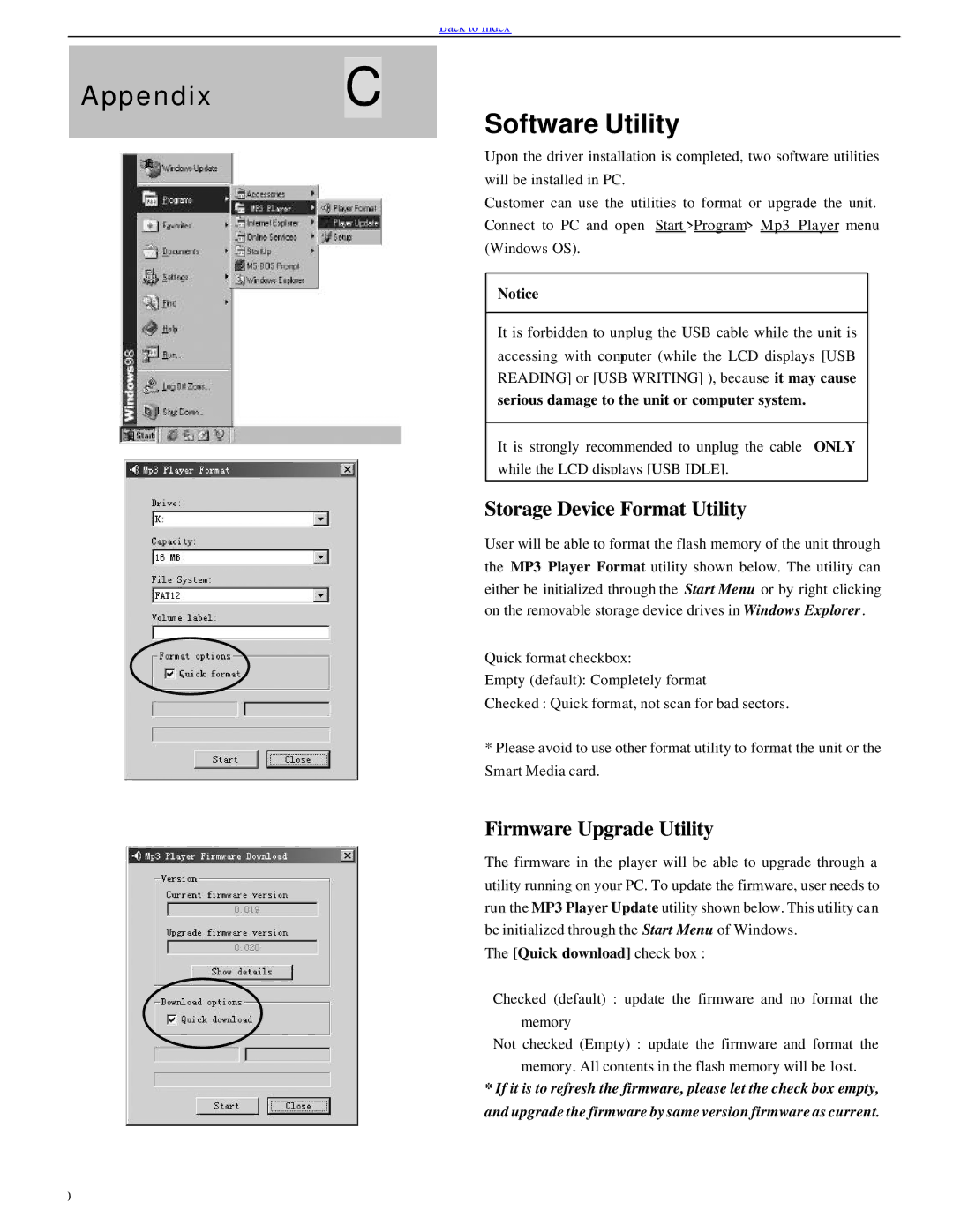 Evolution Technologies EV64AMX Appendix Software Utility, Storage Device Format Utility, Firmware Upgrade Utility 